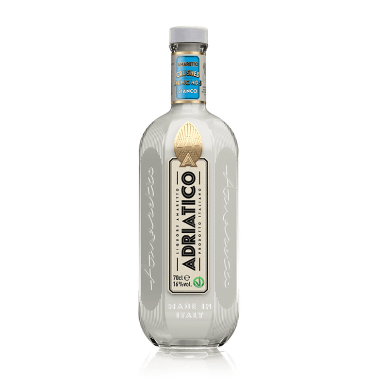ADRIATICO - Amaretto Bianco - Liqueur - 16% Alcool - Origine : Italie - Ingrédients 100% naturels & Vegan - Parfait en cocktail Amaretto Sour - Notes d'Amandes fraiches - 70 cl