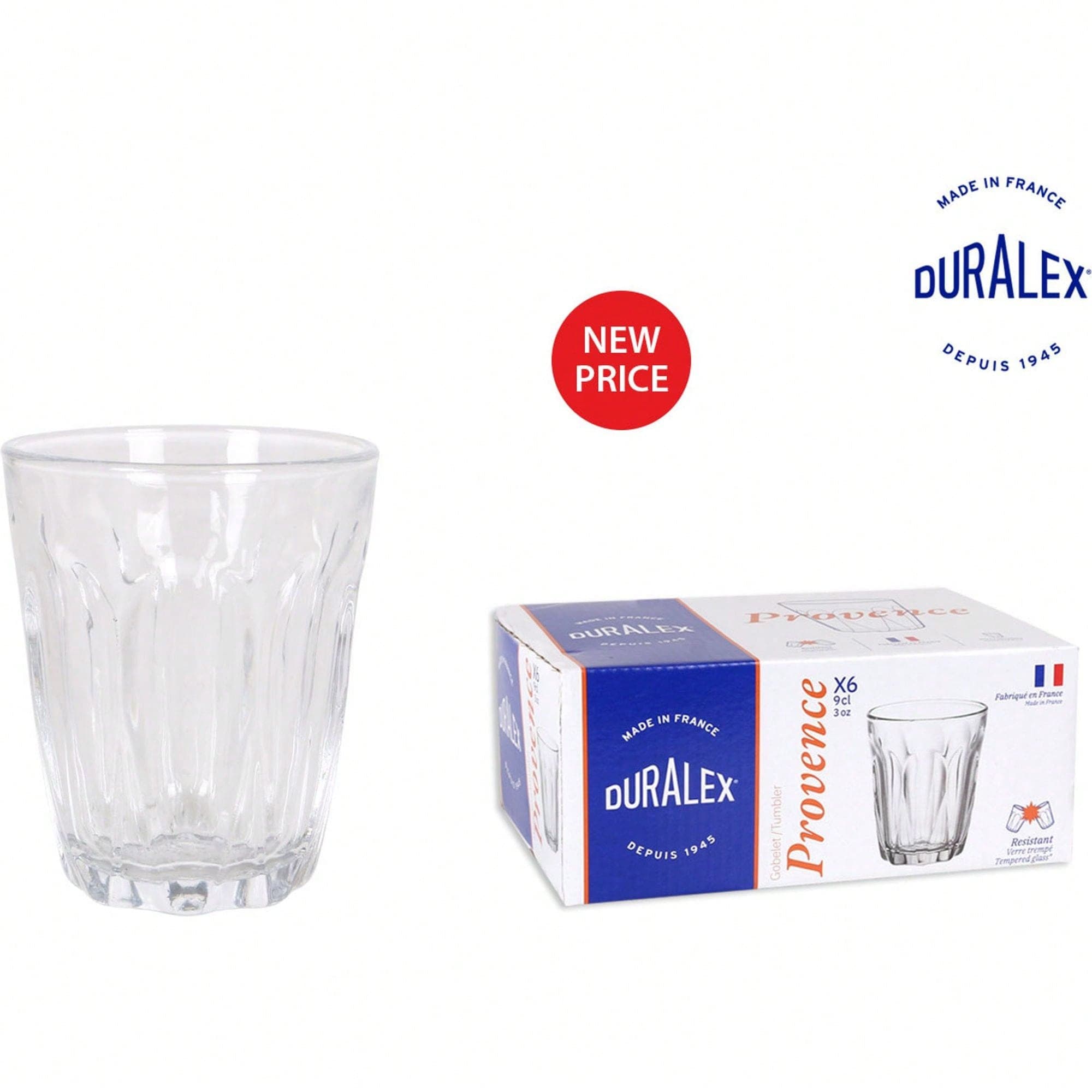 | LOT DE 6 VERRES TRANSPARENTS 16CL EMPILABLES